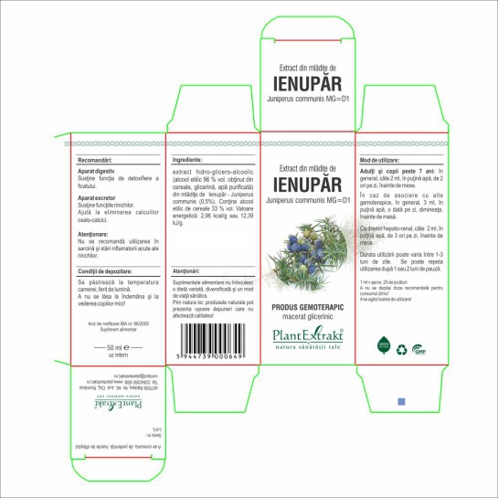 Extract mlădite ienupar (Juniperus communis) 50ml, PlantExtrakt