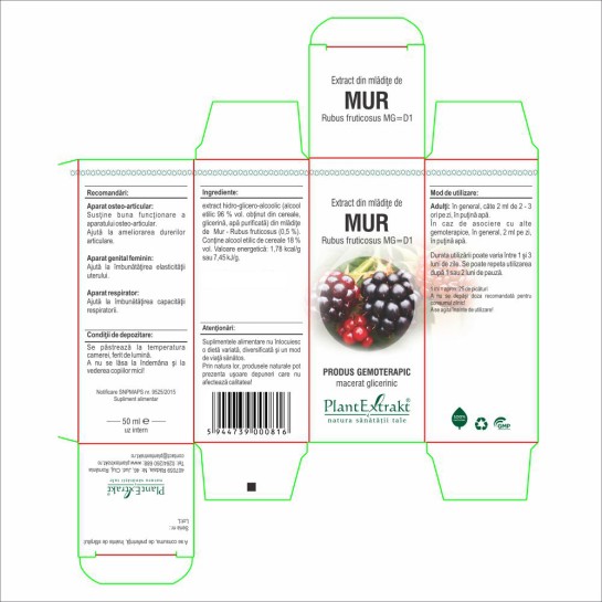 Extract mlădite mur (Rubus fructicosus) 50ml, PlantExtrakt