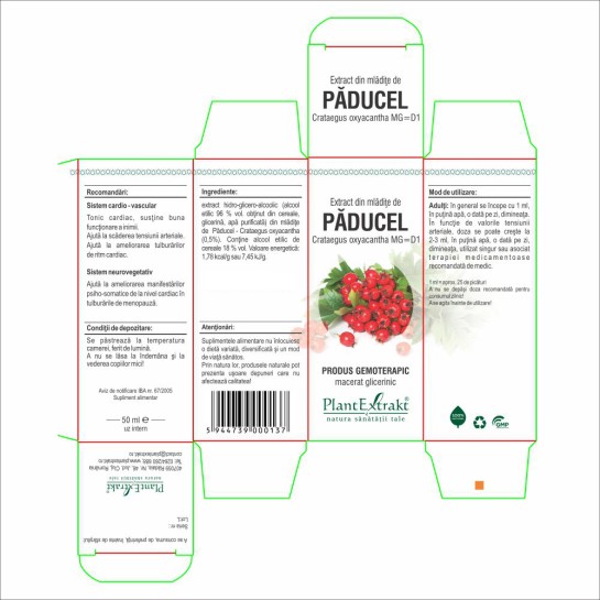 Extract mlădite păducel (Crataegus oxyacantha) 50ml, PlantExtrakt