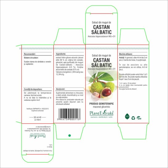 Extract muguri castan sălbatic (Aesculus hippocastanum) 50ml, PlantExtrakt