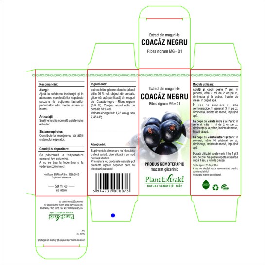 Extract muguri coacăz negru (Ribes nigrum) 50ml, PlantExtrakt