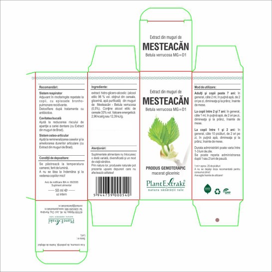Extract muguri mesteacăn (Betula verrucosa) 50ml, PlantExtrakt