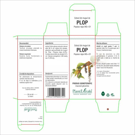 Extract muguri plop (Populus nigra) 50ml, PlantExtrakt