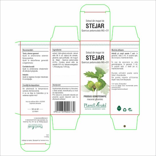 Extract muguri stejar (Quercus pedunculata) 50ml, PlantExtrakt