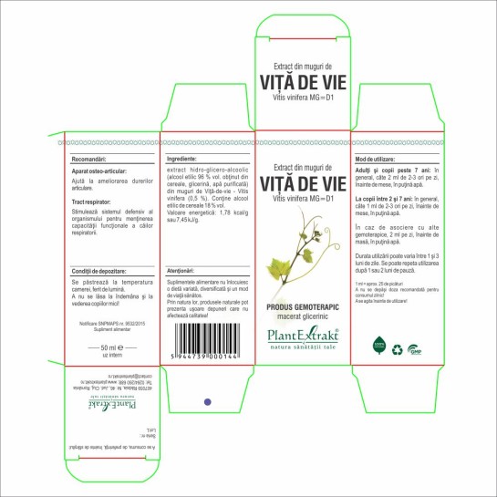 Extract muguri vită de vie (Vitis vinifera) 50ml, PlantExtrakt