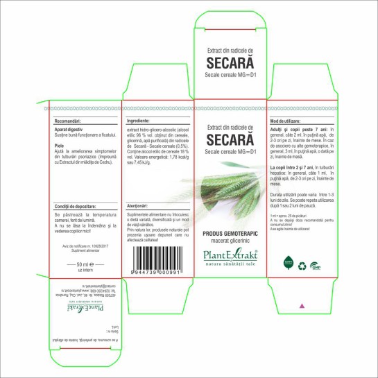 Extract radicele secară (Secale cereale) 50ml, PlantExtrakt
