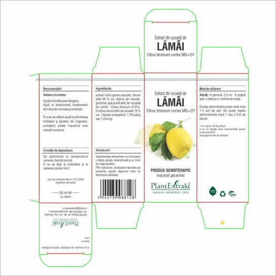 Extract scoarta de lamai (Citrus limonum cortex) 50ml, PlantExtrakt
