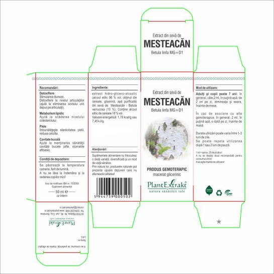 Extract sevă mesteacăn (Betula linfa) 50ml, PlantExtrakt