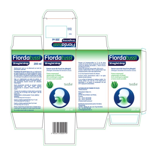 Fiordatussi sirop, 30 mg/ml, 200 ml, Plantextrakt
