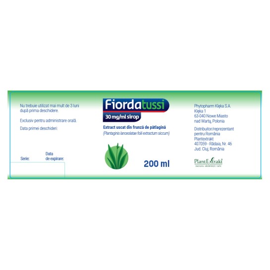 Fiordatussi sirop, 30 mg/ml, 200 ml, Plantextrakt