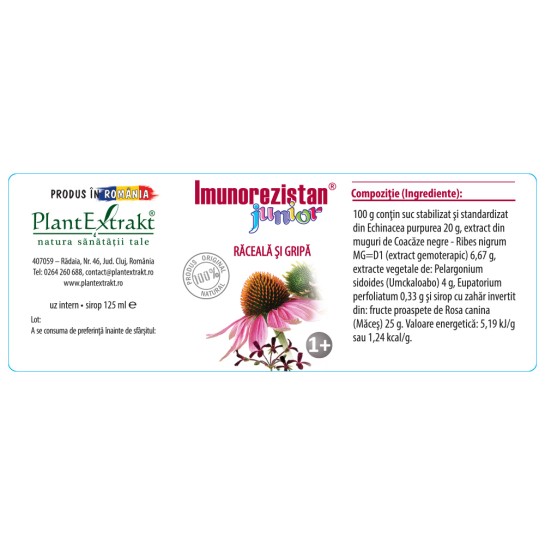 Imunorezistan junior răceală si gripă, 125ml, PlantExtrakt