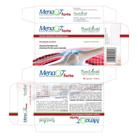 Mena Q7 Forte vitamina K2 naturală, 30 capsule, PlantExtrakt