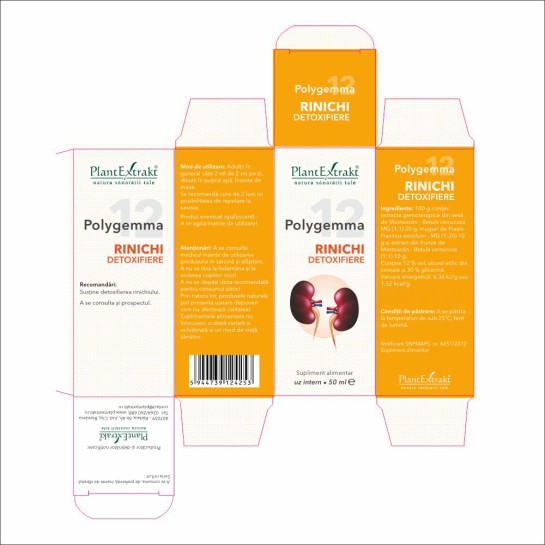 Polygemma 12, Rinichi detoxifiere, 50ml, PlantExtrakt
