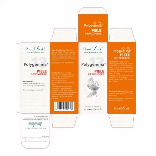 Polygemma 13, Piele detoxifiere, 50ml, PlantExtrakt