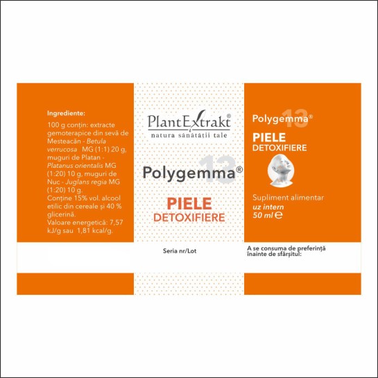 Polygemma 13, Piele detoxifiere, 50ml, PlantExtrakt