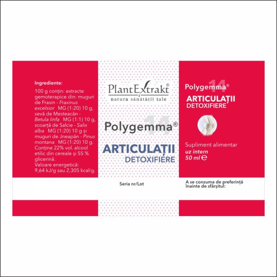 Polygemma 14, Articulatii detoxifiere, 50ml, PlantExtrakt