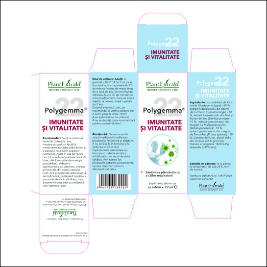 Polygemma 22, Imunitate si Vitalitate, 50ml, PlantExtrakt
