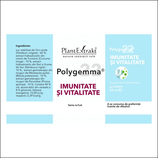 Polygemma 22, Imunitate si Vitalitate, 50ml, PlantExtrakt