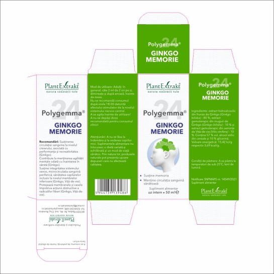 Polygemma 24, Ginkgo Memorie, 50ml, PlantExtrakt