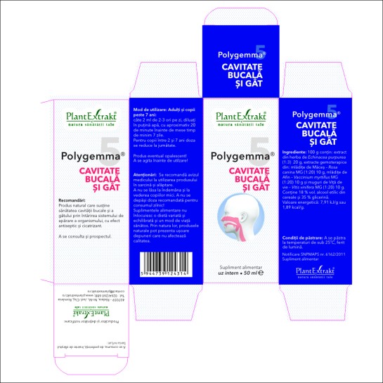 Polygemma 5, Cavitatea bucală si gat, 50ml, PlantExtrakt
