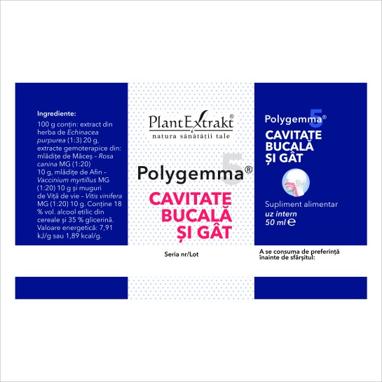 Polygemma 5, Cavitatea bucală si gat, 50ml, PlantExtrakt