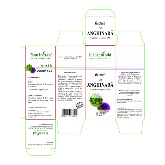 Tinctură anghinară (Cynara scolimus TM ), 50ml, PlantExtrakt