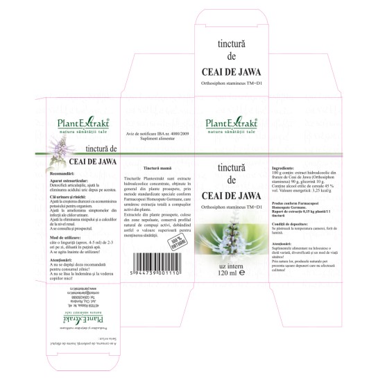 Tinctură ceai de jawa (Orthosiphon stamineus TM=D1), 120ml, PlantExtrakt