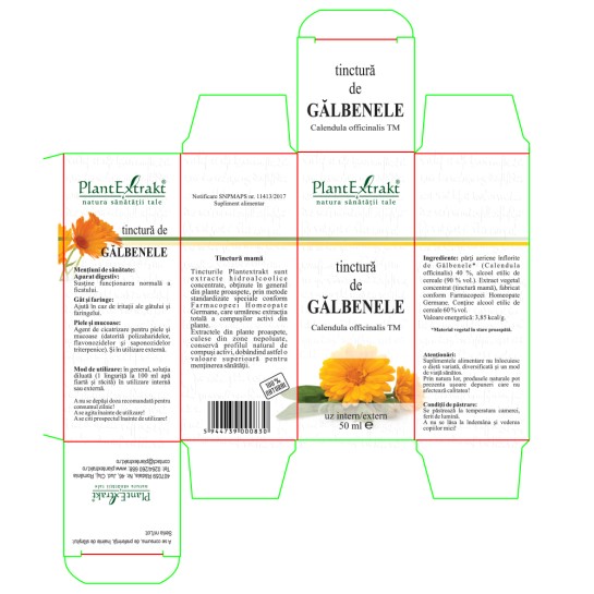 Tinctură gălbenele (Calendula officinalis TM), 50ml, PlantExtrakt