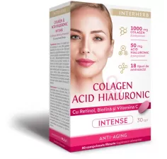 Colagen si Acid Hialuronic Intense, 30 comprimate, Interherb 