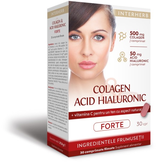 Colagen cu Acid Hialuronic Forte, 30 comprimate, Interherb 