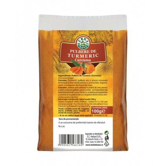 Turmeric (curcuma) pulbere 100g, Herbavit