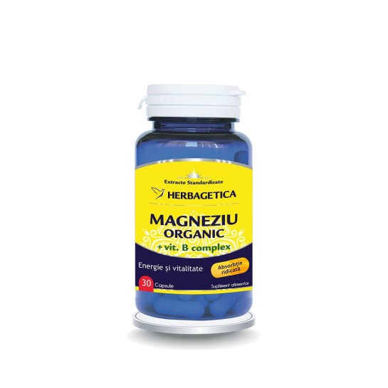 Magneziu Organic cu Vitamina B complex, 30 capsule, Herbagetica 