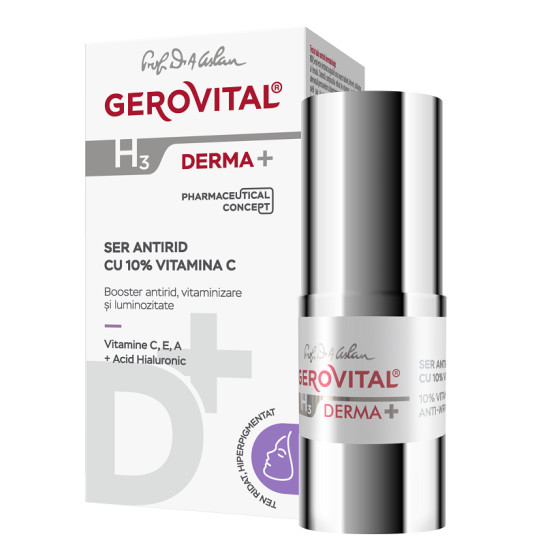 Gerovital H3 Derma+, Ser antirid cu 10% Vitamina C, 15ml
