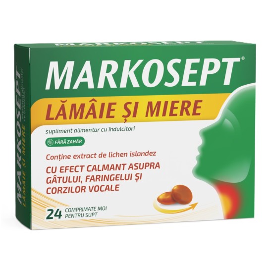 Markosept lamaie si miere, 24 comprimate moi pentru supt, Fiterman Pharma