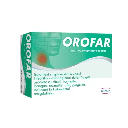 Orofar, 1mg/1mg, 24 comprimate de supt, Stada