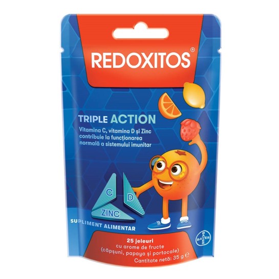 Redoxitos triple action, 25 jeleuri cu Vitamina C, Bayer