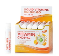 Vitamina C lichida 500mg + Vitamina D3 + K2 + Probiotice, 30 fiole x 25 ml, Swedish Nutra 