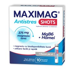 MaxiMag Antistres Shots, 10 fiole, Zdrovit