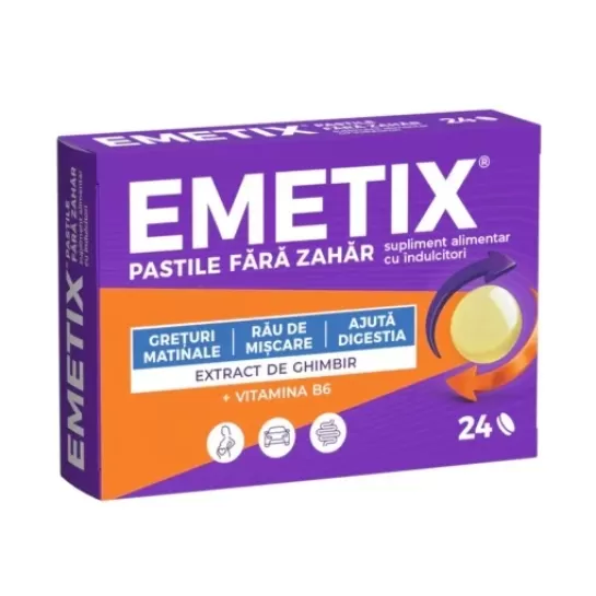 Emetix Fără Zahăr, 24 Pastile, Fiterman