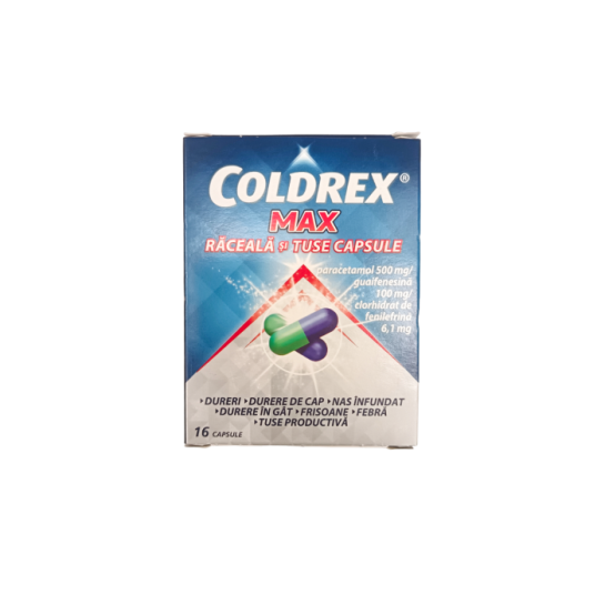Coldrex Max Raceala si Tuse, 16 capsule, Perrigo
