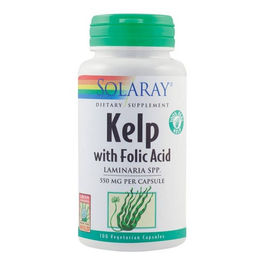 Kelp 550mg si Acid Folic Solaray, 100 capsule, Secom 