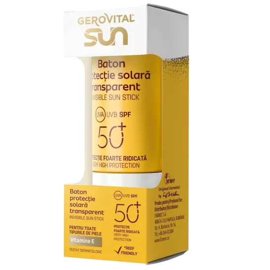 Baton transparent cu protectie solara Sun, SPF 50+, 12ml, Gerovital 