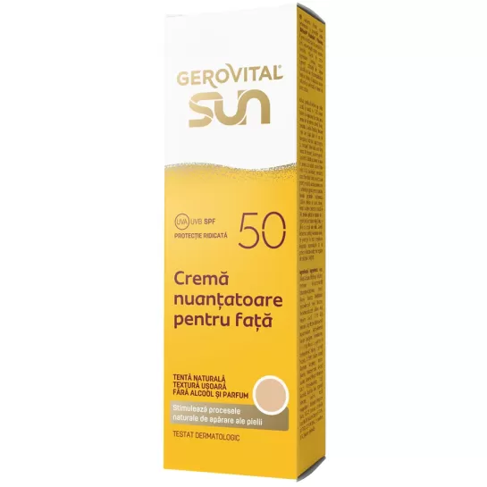 Crema nuantatoare pentru fata cu SPF50 Sun, 50ml, Gerovital