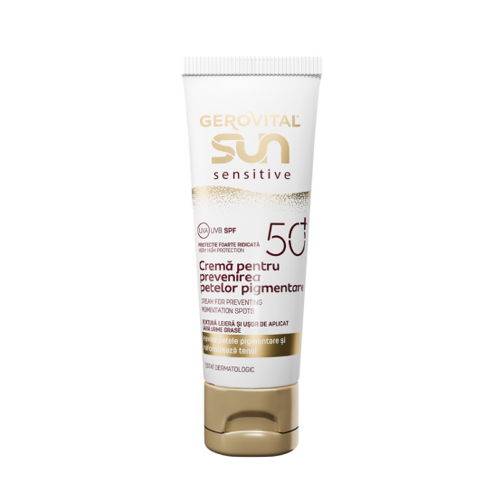 Crema pentru prevenirea petelor pigmentare Sun Sensitive, SPF50+, 50ml, Gerovital