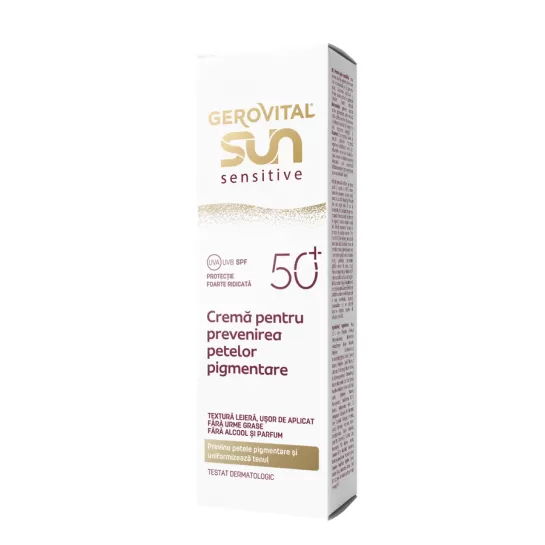 Crema pentru prevenirea petelor pigmentare Sun Sensitive, SPF50+, 50ml, Gerovital