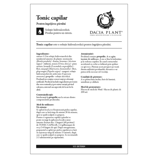 Tonic capilar, 50ml, Dacia Plant