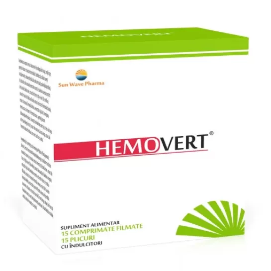 Hemovert, 15 plicuri + 15 comprimate filmate, Sun Wave Pharma 
