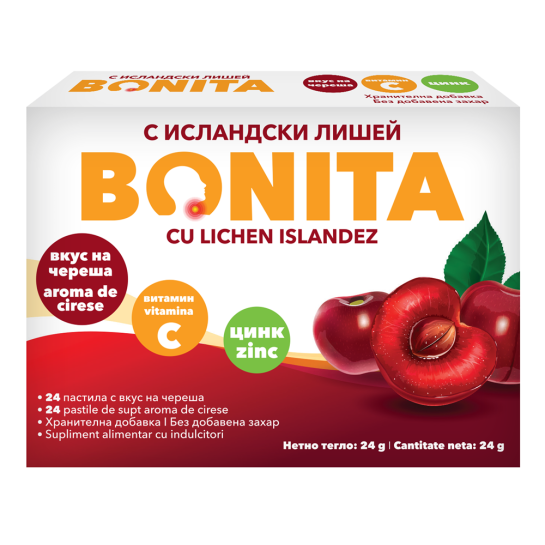 Bonita, Pastile de supt cu aroma de cirese, 24 bucati, Vedra Intl.
