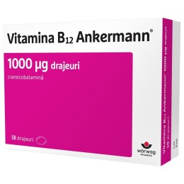 Vitamina B12 Ankermann 1000mcg, 50 drajeuri, Worwag Pharma