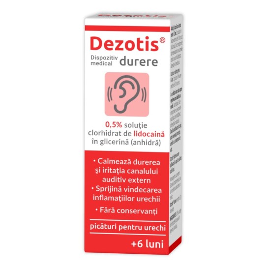 Dezotis Durere solutie auriculara cu lidocaina 0.5%, 7g, Zdrovit